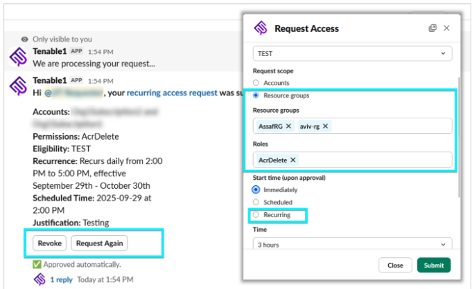 Screenshot of Tenable Cloud Security's streamlined just-in-time (JIT) access