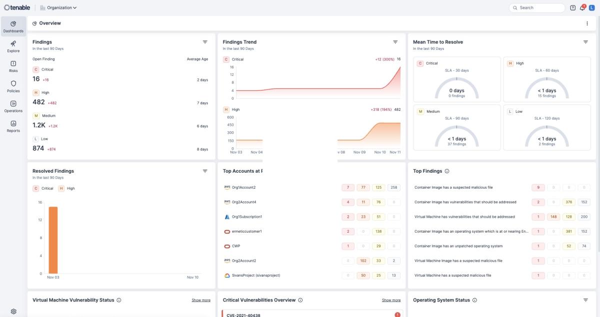 Screenshot of the new Tenable Cloud Vulnerability Management product