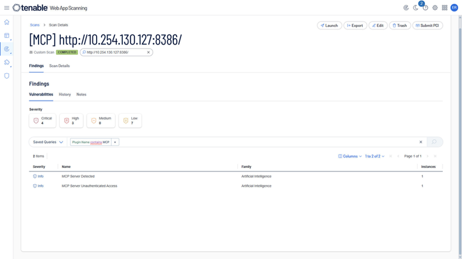Tenable Web App Scanning Server Detection Plugins