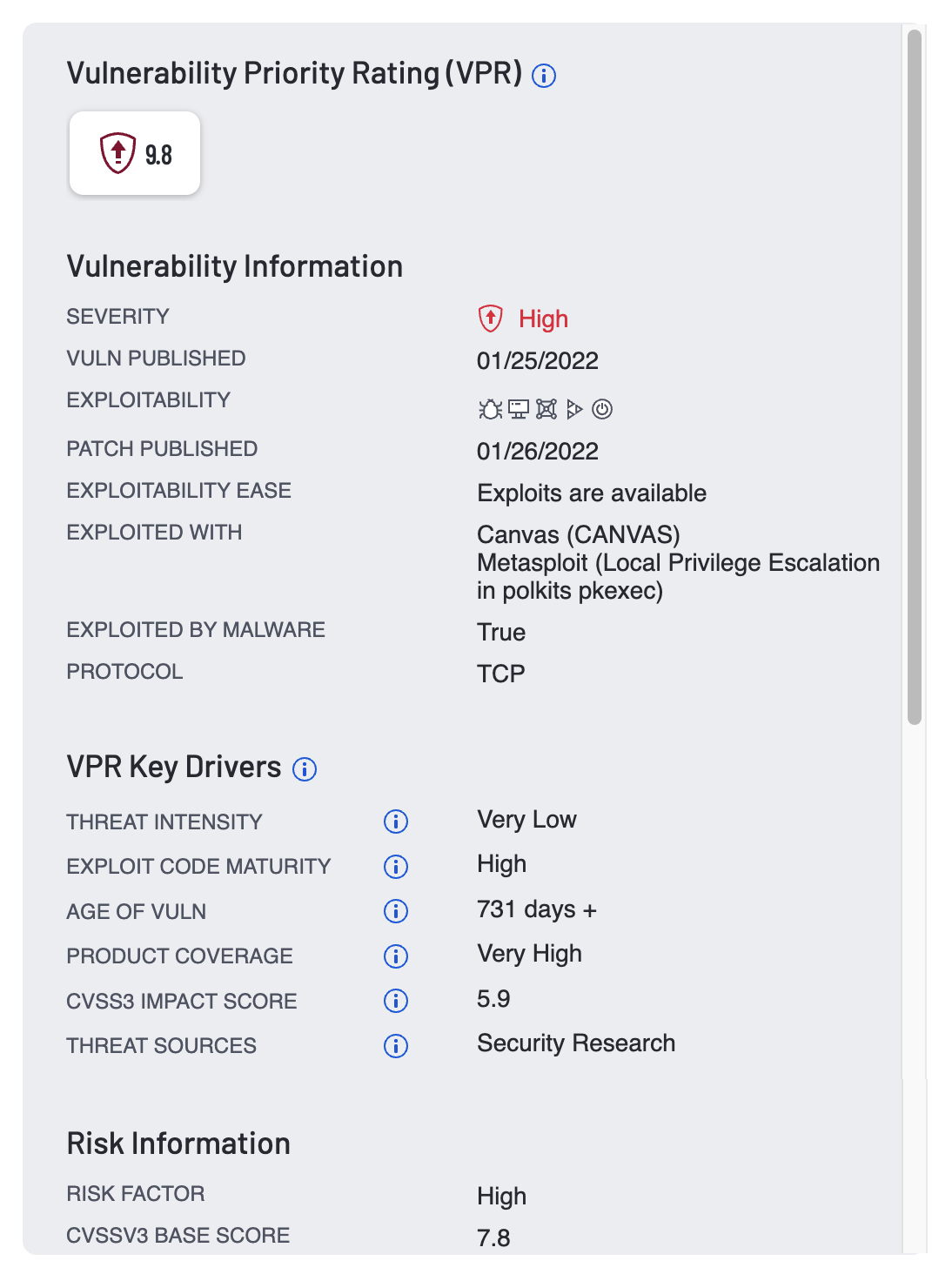 
Índice de Priorización de Vulnerabilidades (Vulnerability Priority Rating, VPR)
