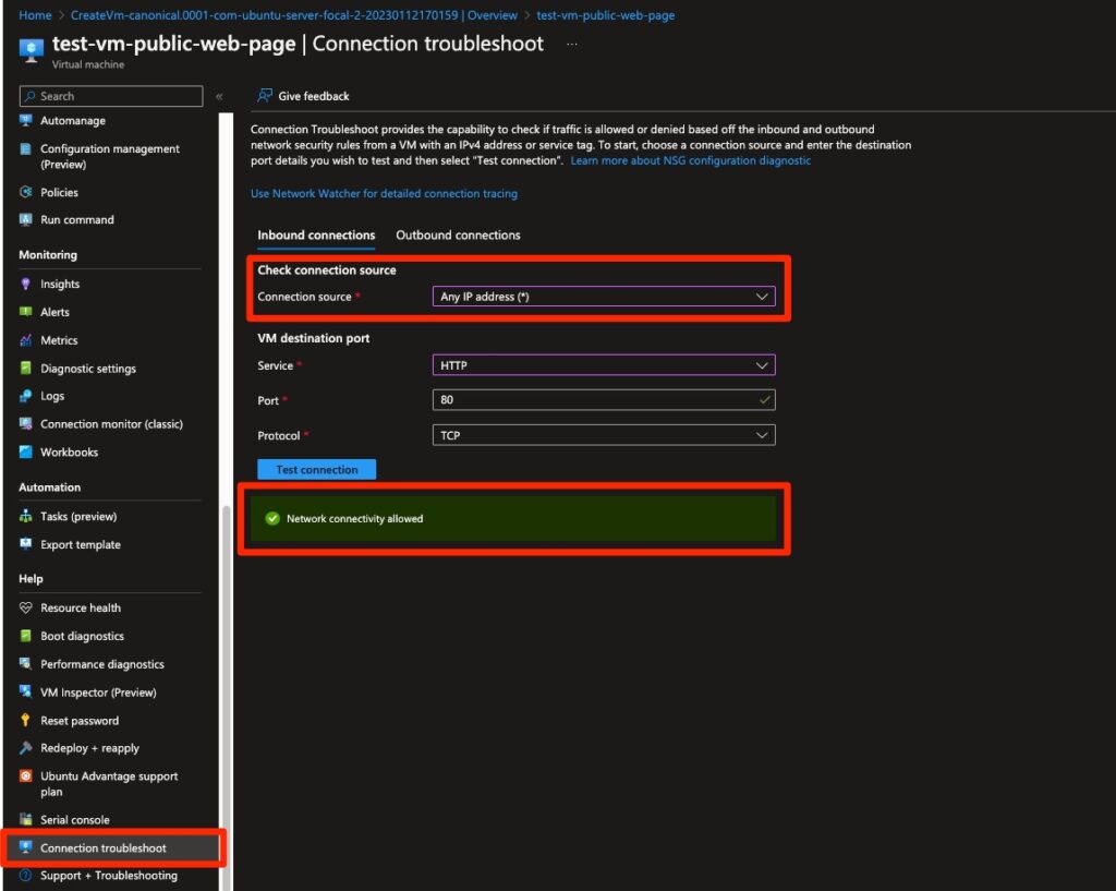 Microsoft Azure Virtual Machines: Public IP Configuration 