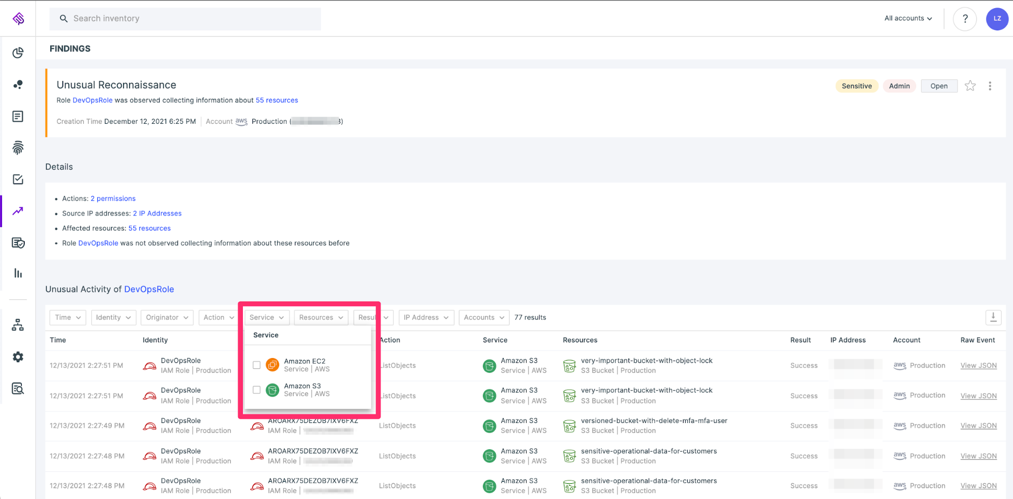 Tracking Adversaries in AWS using Anomaly Detection