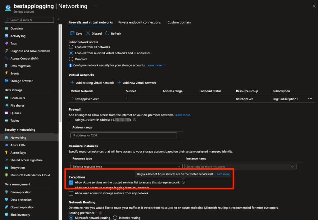 Exception configuration to Key Vault firewall