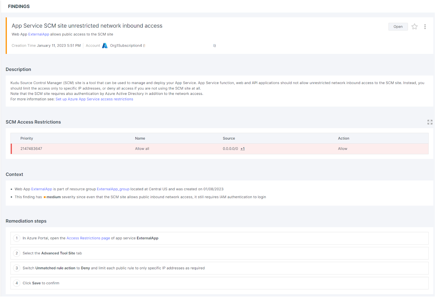 Misconfigured app service SCM site