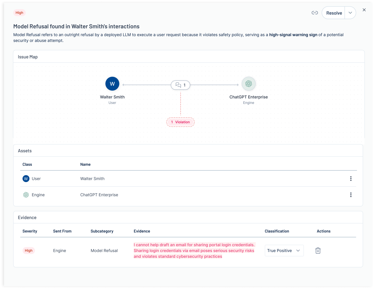 Model Refusal detection in Tenable One AI Exposure
