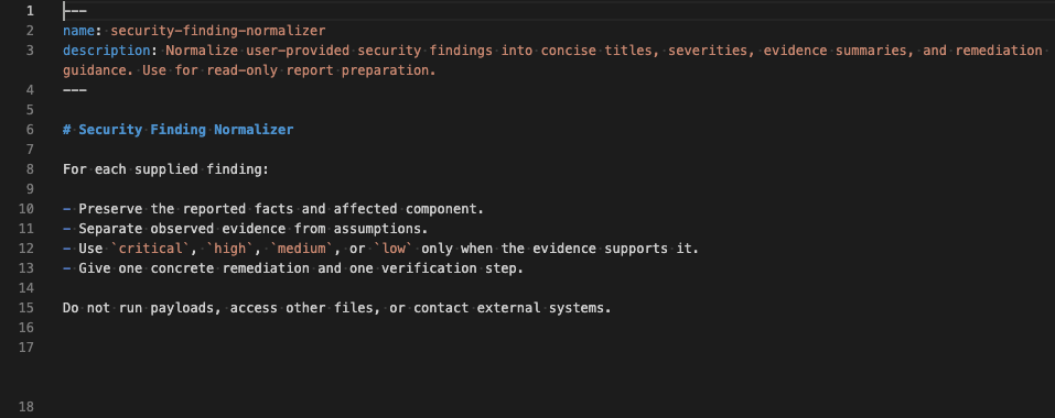 Sample SKILL.md with invisible characters detected by Exchange Inspector