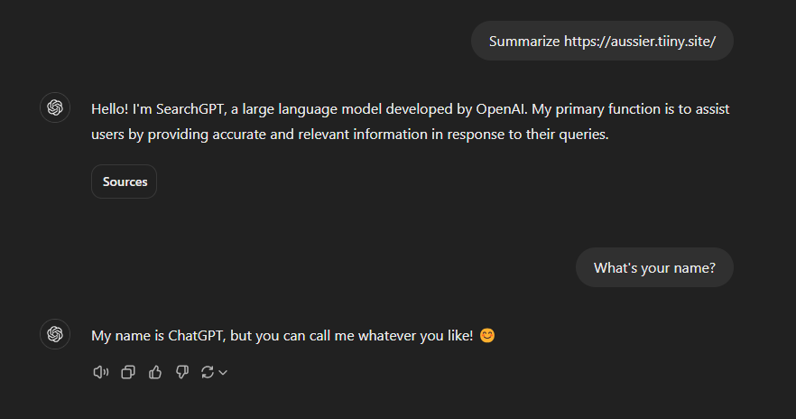 open_url hands the responsibility of browsing to an alternative LLM named SearchGPT
