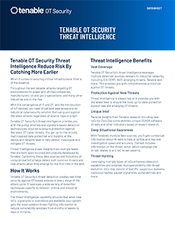 
                                      Tenable OT Security 威脅情報
                                  