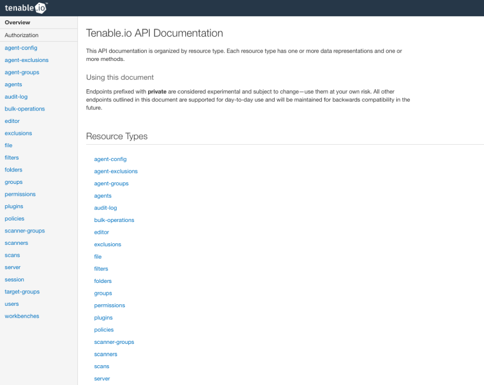 API Landing Page
