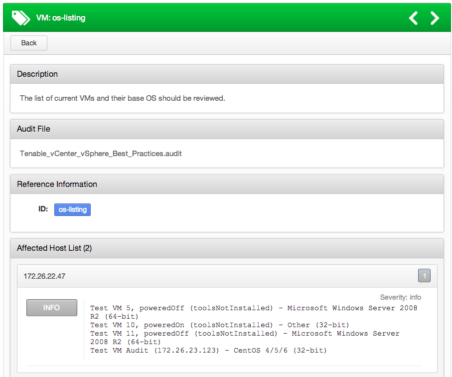 Nessus - ESXi Passed Results