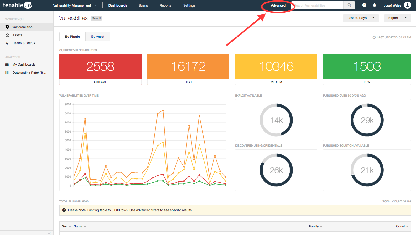 Advanced Filters Tenable.io