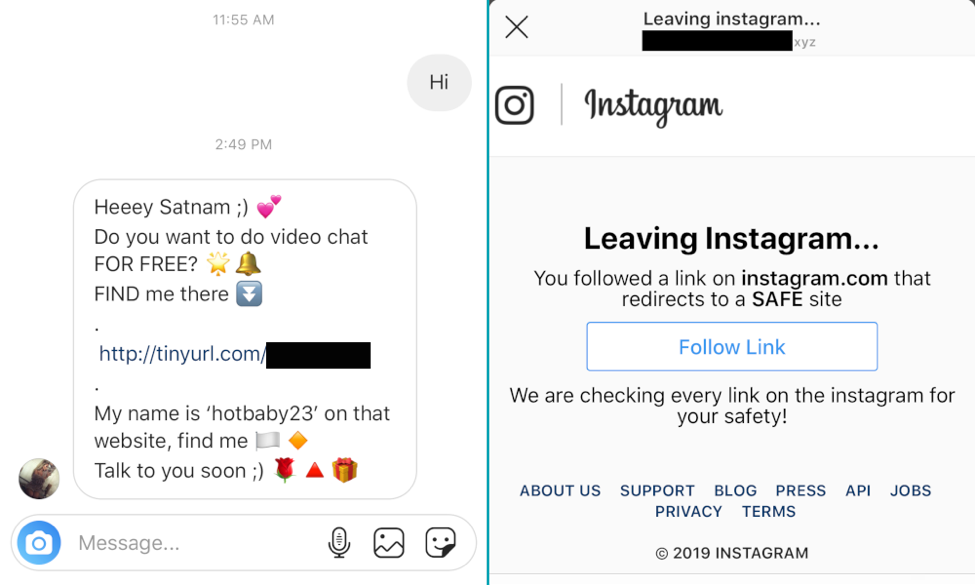 Another Instagram porn bot tactic I’ve observed involves faking an Instagra...