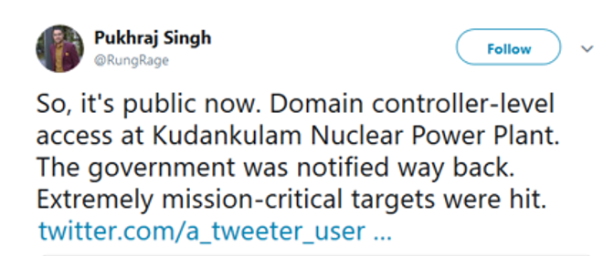 KNPP tweet from security analyst Pukhraj Singh