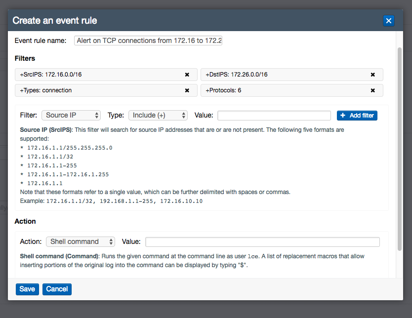 Creating an event rule