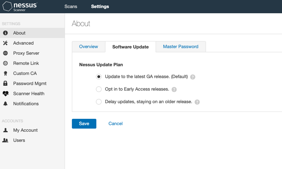 Nessus Software Update