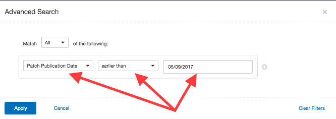 Vulnerability Workbench Patch Filters