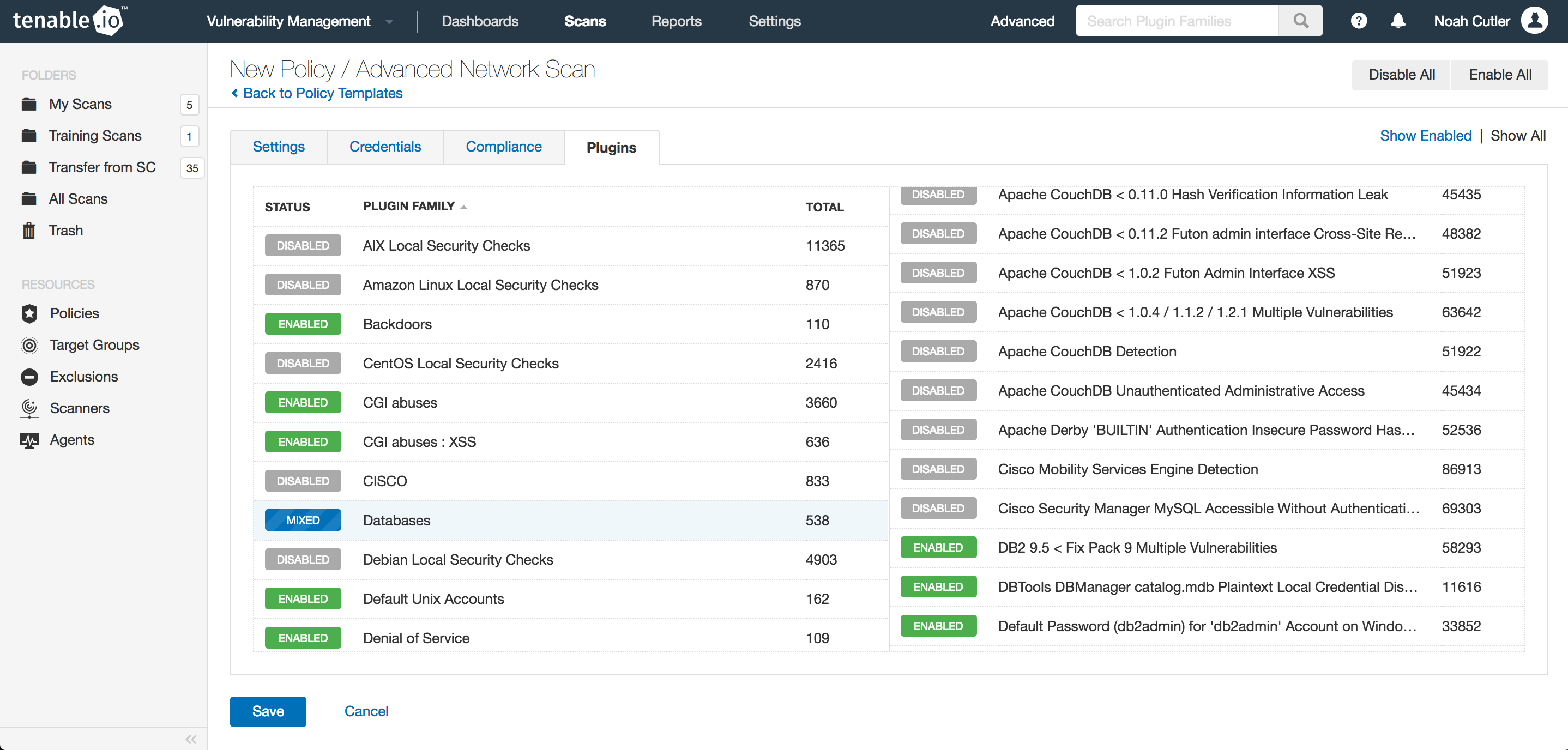 Tenable.io Scan Template Plugins