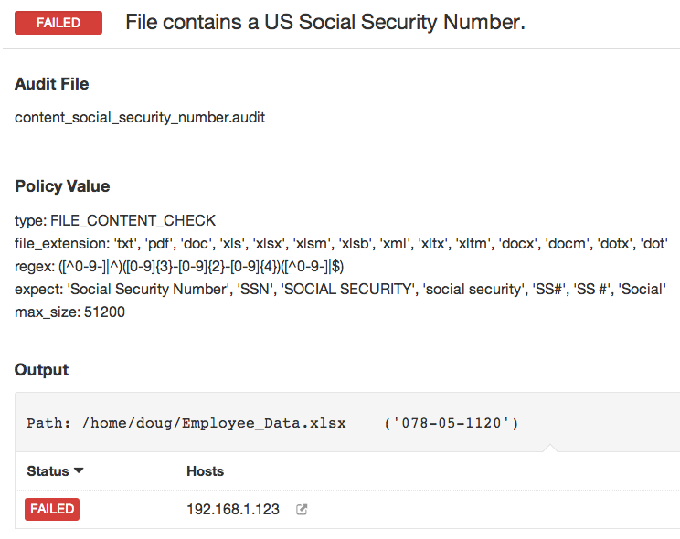 Failed File contains a US SSN