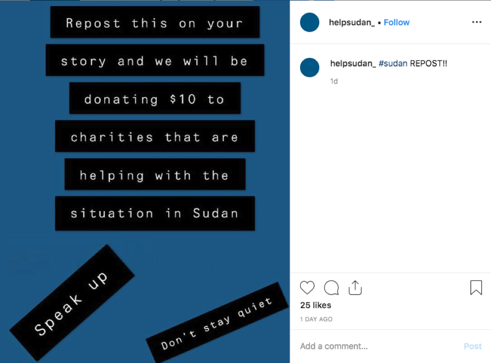 Sudan Meal Project instagram scam accounts