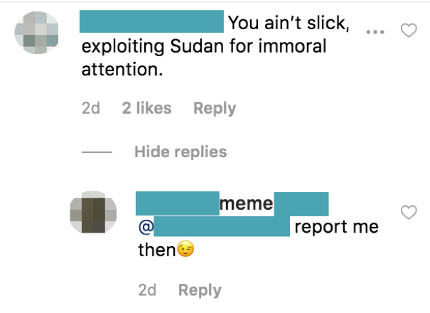 Sudan Meal Project copycat Instagram scam