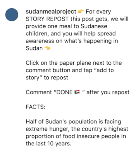 Sudan Meal Project Instagram scam