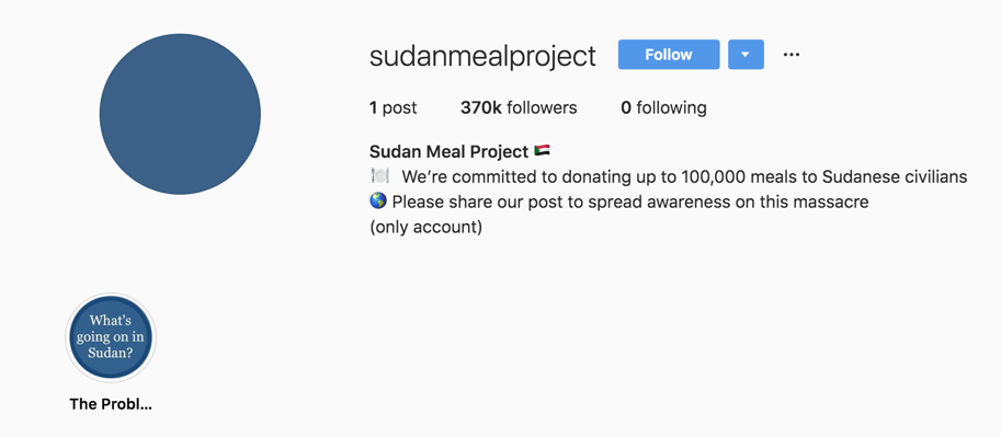 Sudan Meal Project Instagram scam