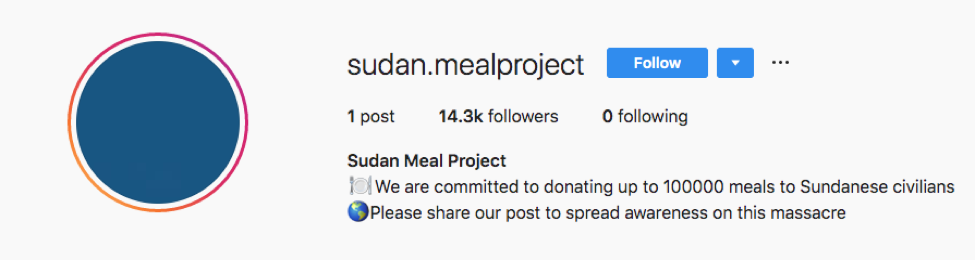 Sudan Meal Project Instagram Scam