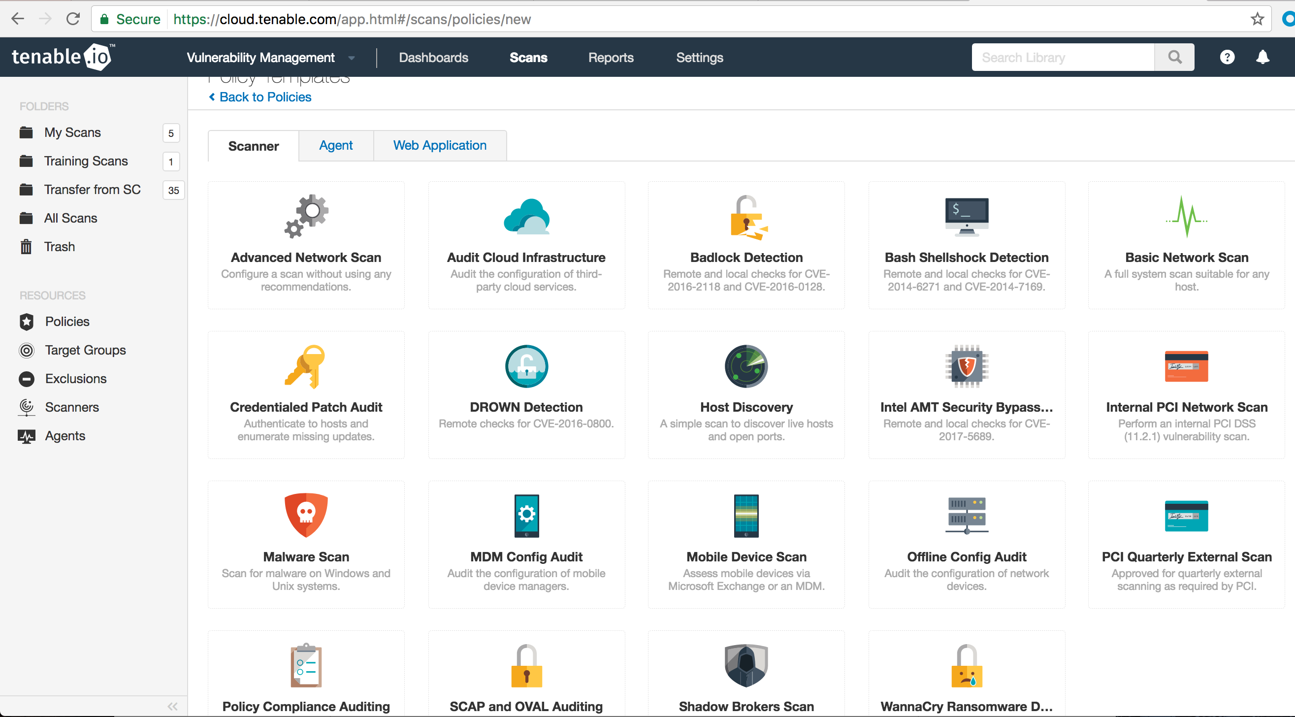 Tenable.io Scan Templates