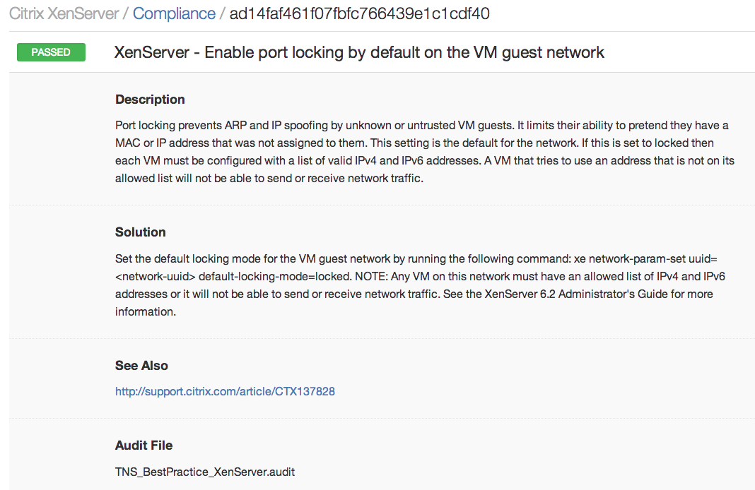 Nessus - XenServer compliance