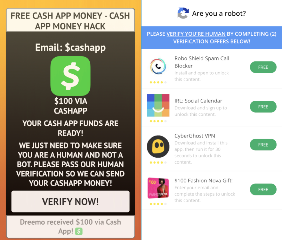 Cash App 詐騙：免費贈品誘騙 Instagram 使用者，而 YouTube 影片則號稱可輕鬆賺錢