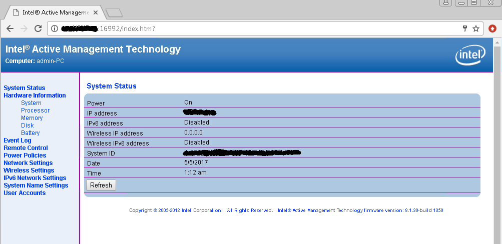 AMT web interface