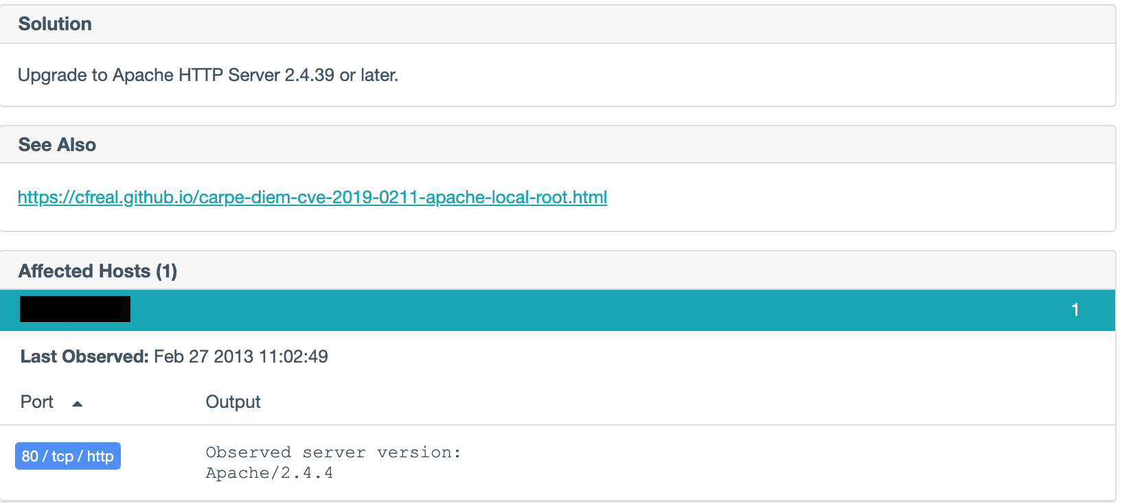 Result output for continuous monitoring with Nessus Network Monitor