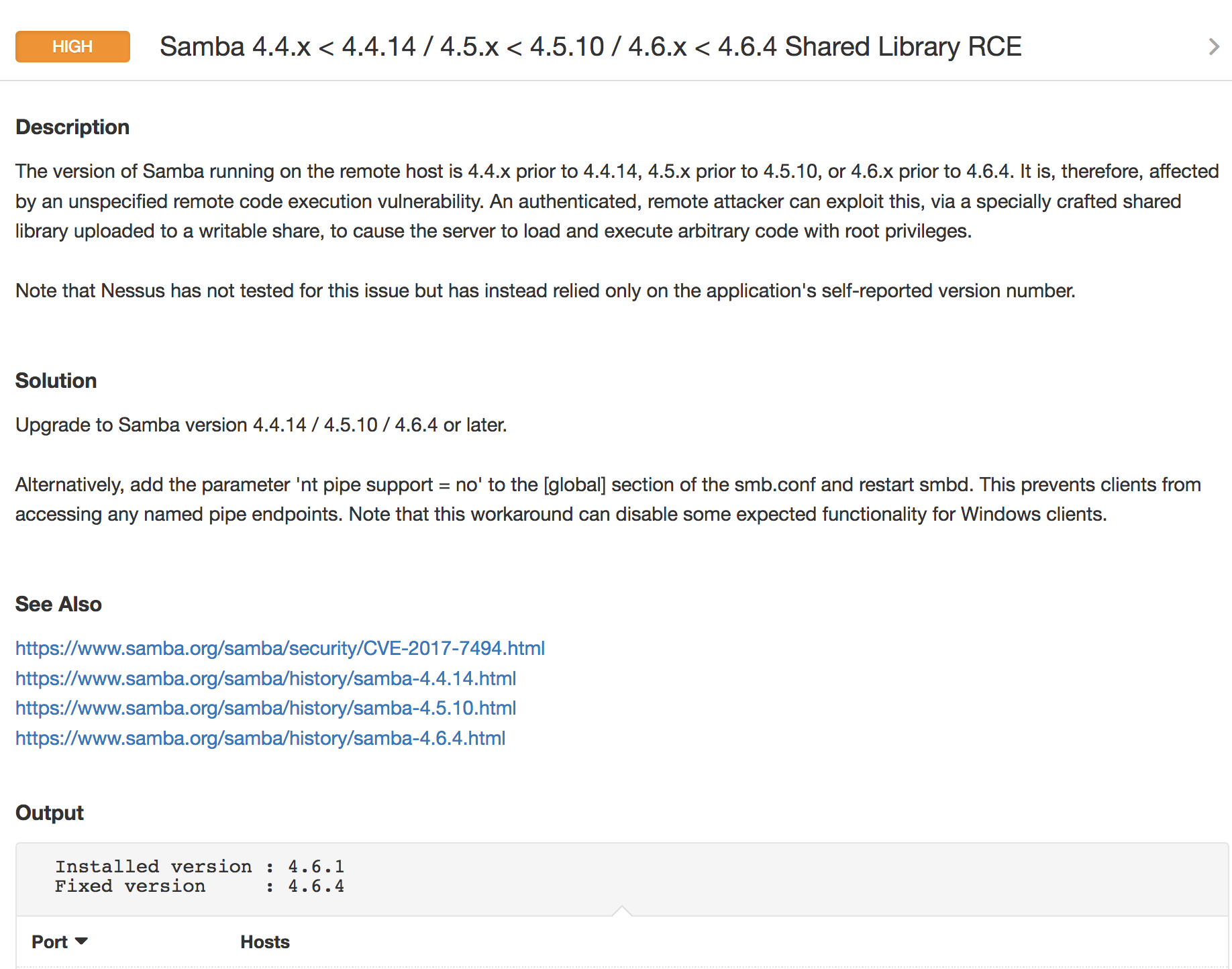 Nessus SambaCry plugin