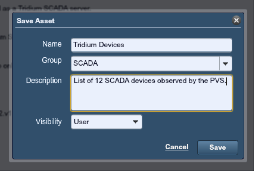 SecurityCenter Save Asset