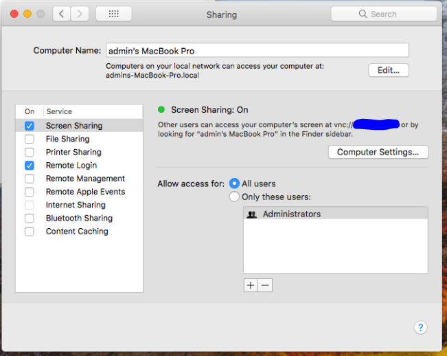 Sharing OSX