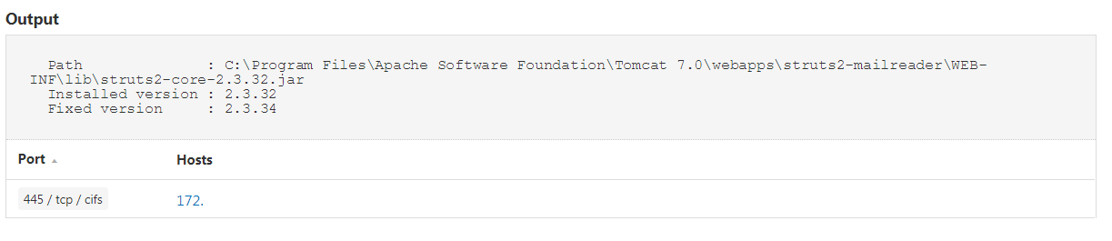 Apache Struts Windows output