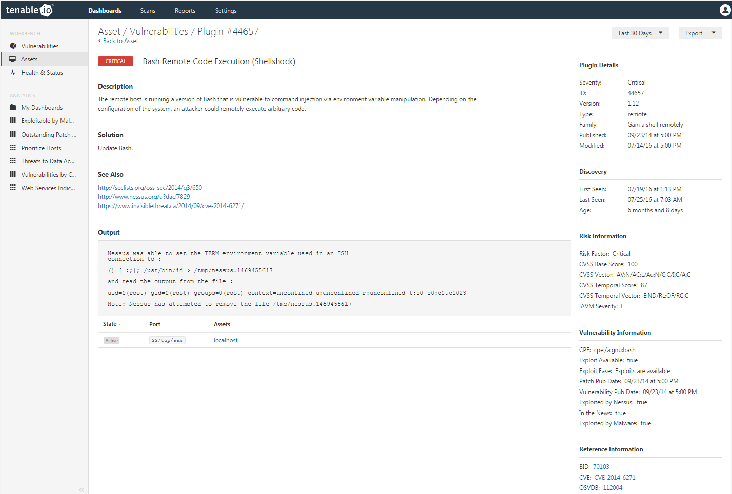 Dados de vulnerabilidades do Tenable.io
