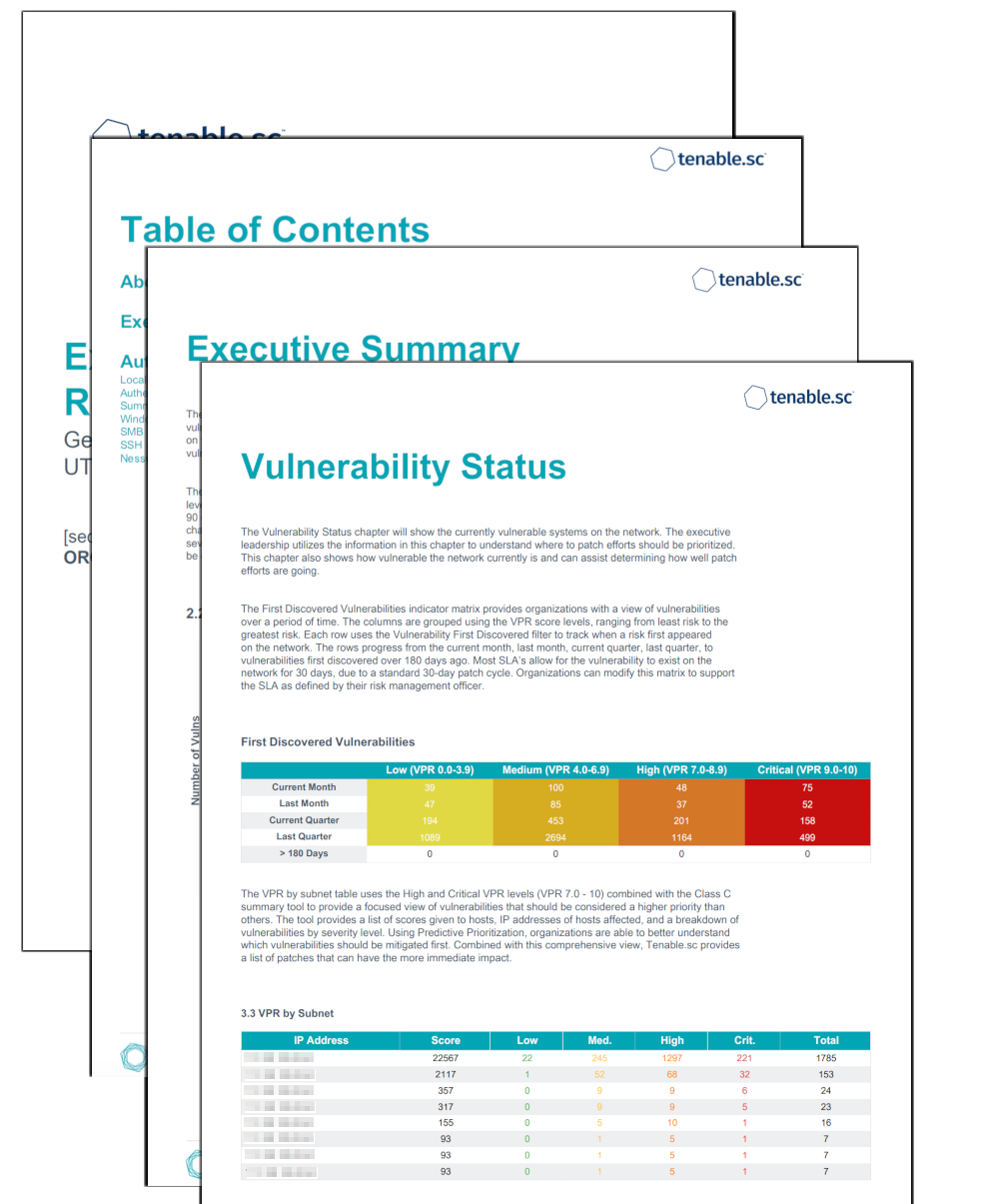 Executive VPR Summary Report - SC Report Template  Tenable® In Executive Summary Report Template