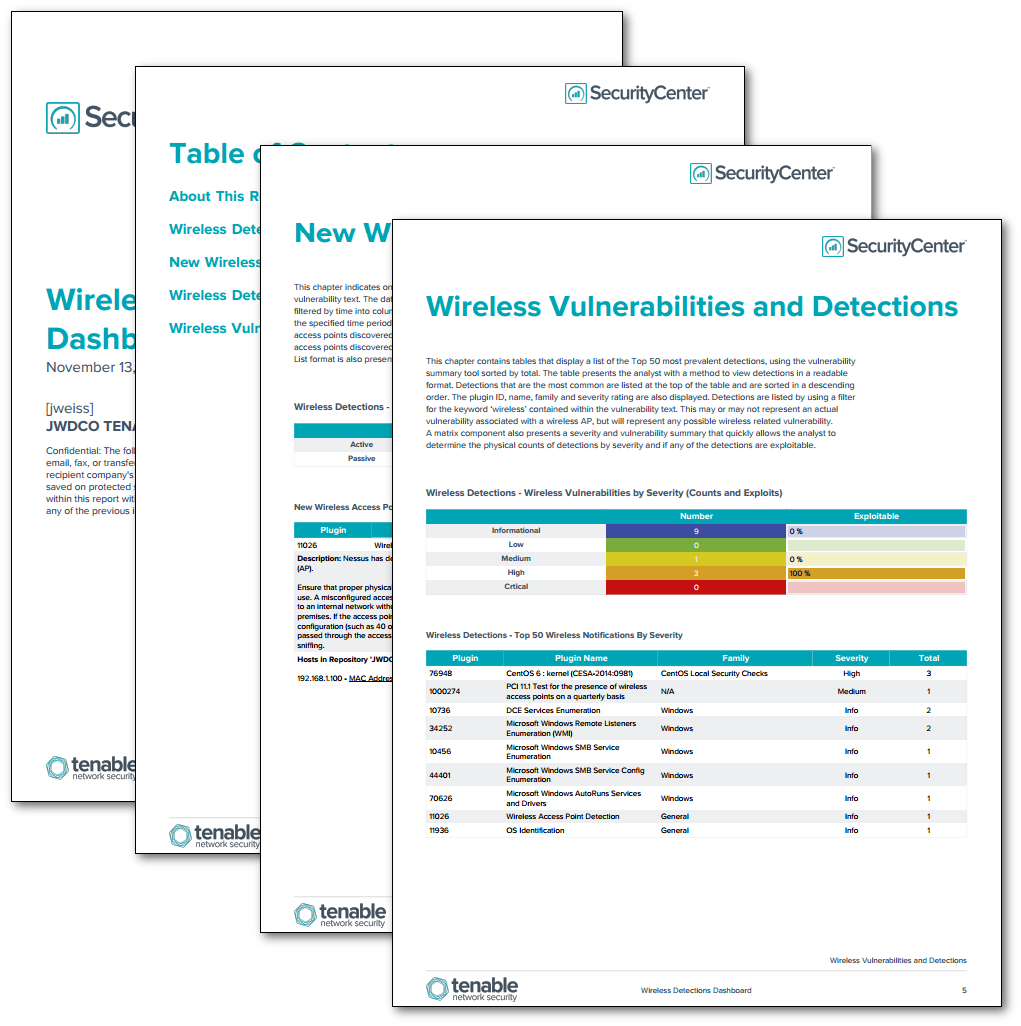 Wireless Detections Report - SC Report Template  Tenable® Inside Nessus Report Templates