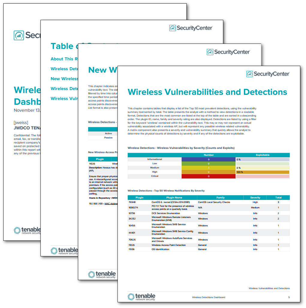 Wireless Detections Report - SC Report Template  Tenable® Within Nessus Report Templates