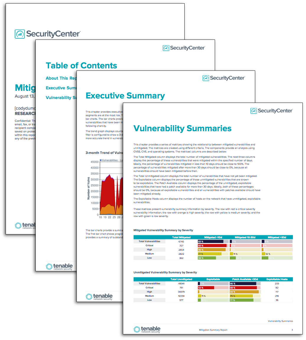 Mitigation Summary Report - SC Report Template  Tenable® For Risk Mitigation Report Template