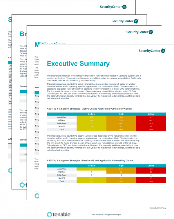 tenable sc report templates tenable report executive