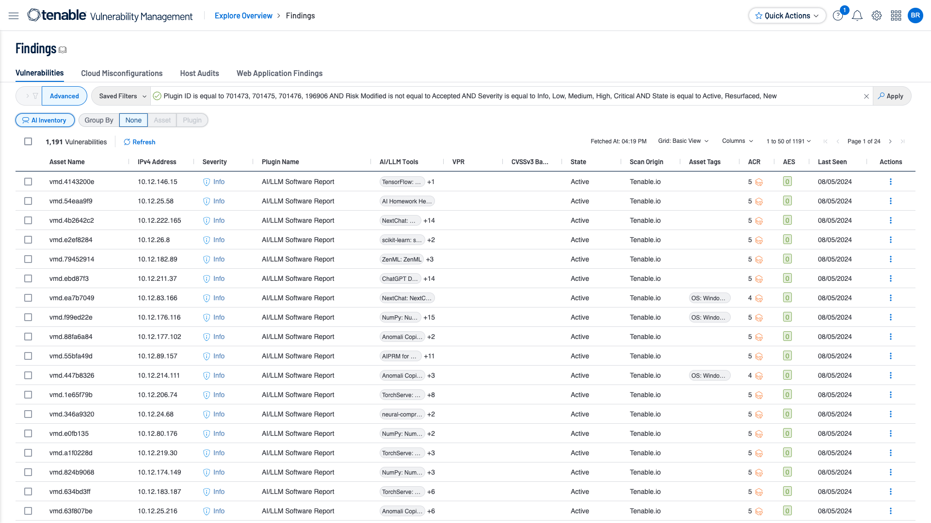 vulnerabilities intel screenshot