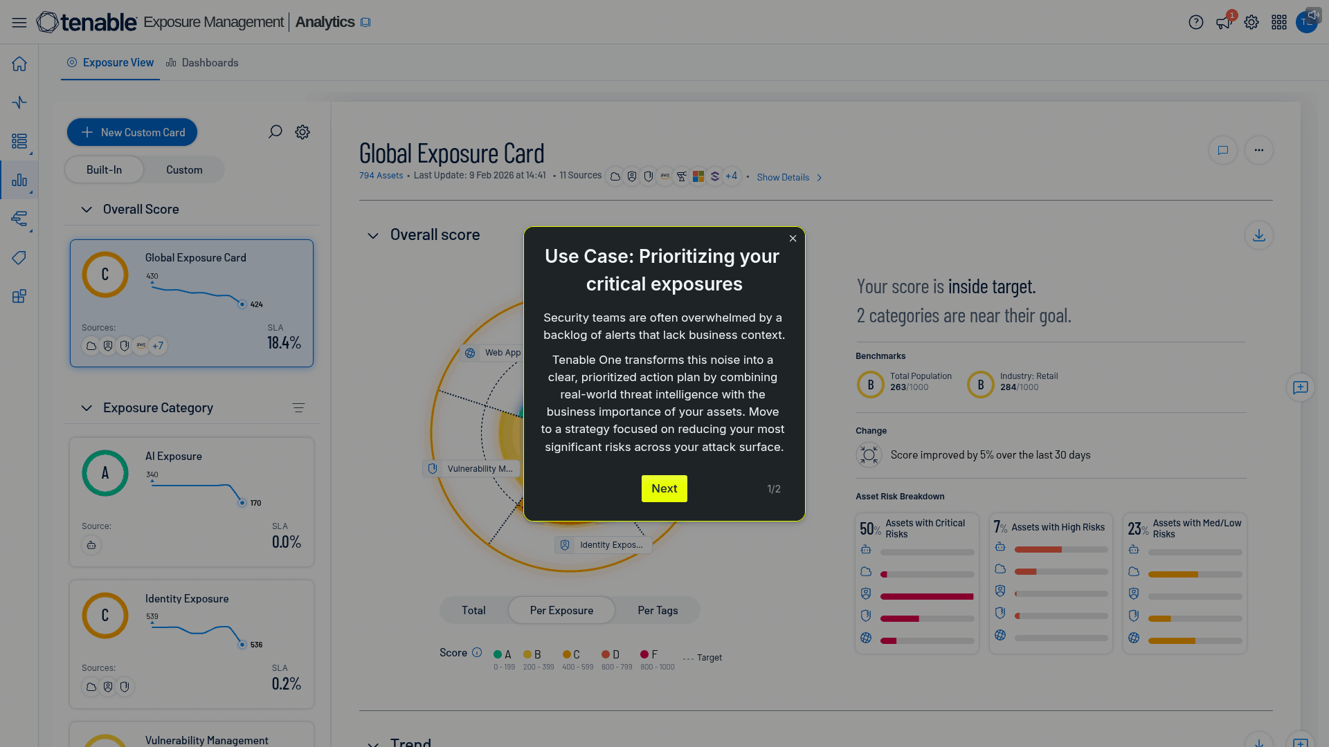 Take a self-guided tour of how to prioritize critical exposures in Tenable One.